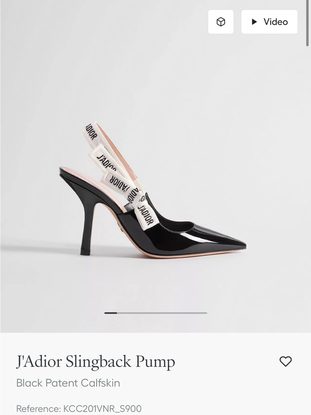 Dior Black Patent Pointed Slingback Pump with White J'Adior Straps - Picture 1 of 8
